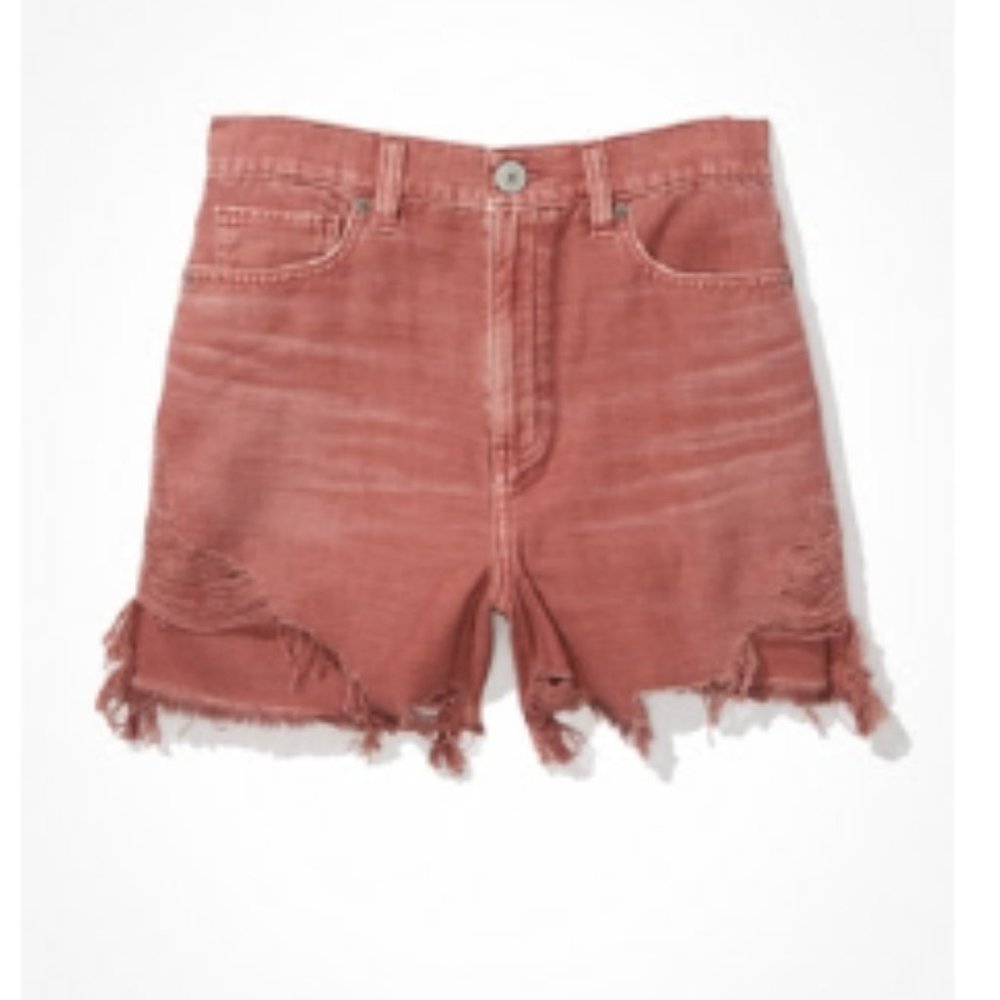 American Eagle Highest Waist Denim Mom Shorts, 'Berry' color, Size 4